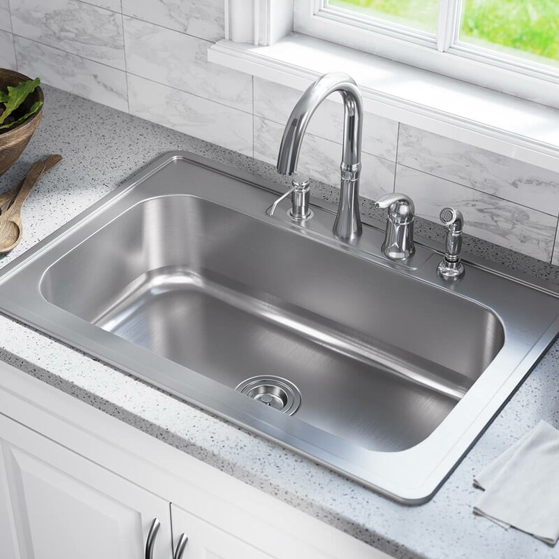 MRDirect Stainless Steel 33" x 22" Drop-In Kitchen Sink & Reviews 33 Drop In Stainless Steel Sink
